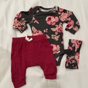 Charming Floral Kids Set - Gray and Pink